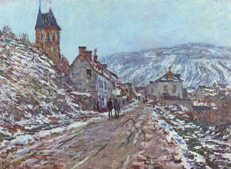 Claude Monet Street near Vetheuil in Winter Norge oil painting art